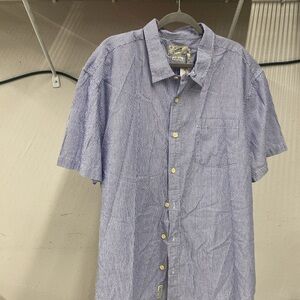 Grayers Blue and White Striped Short Sleeve Button-Down Shirt